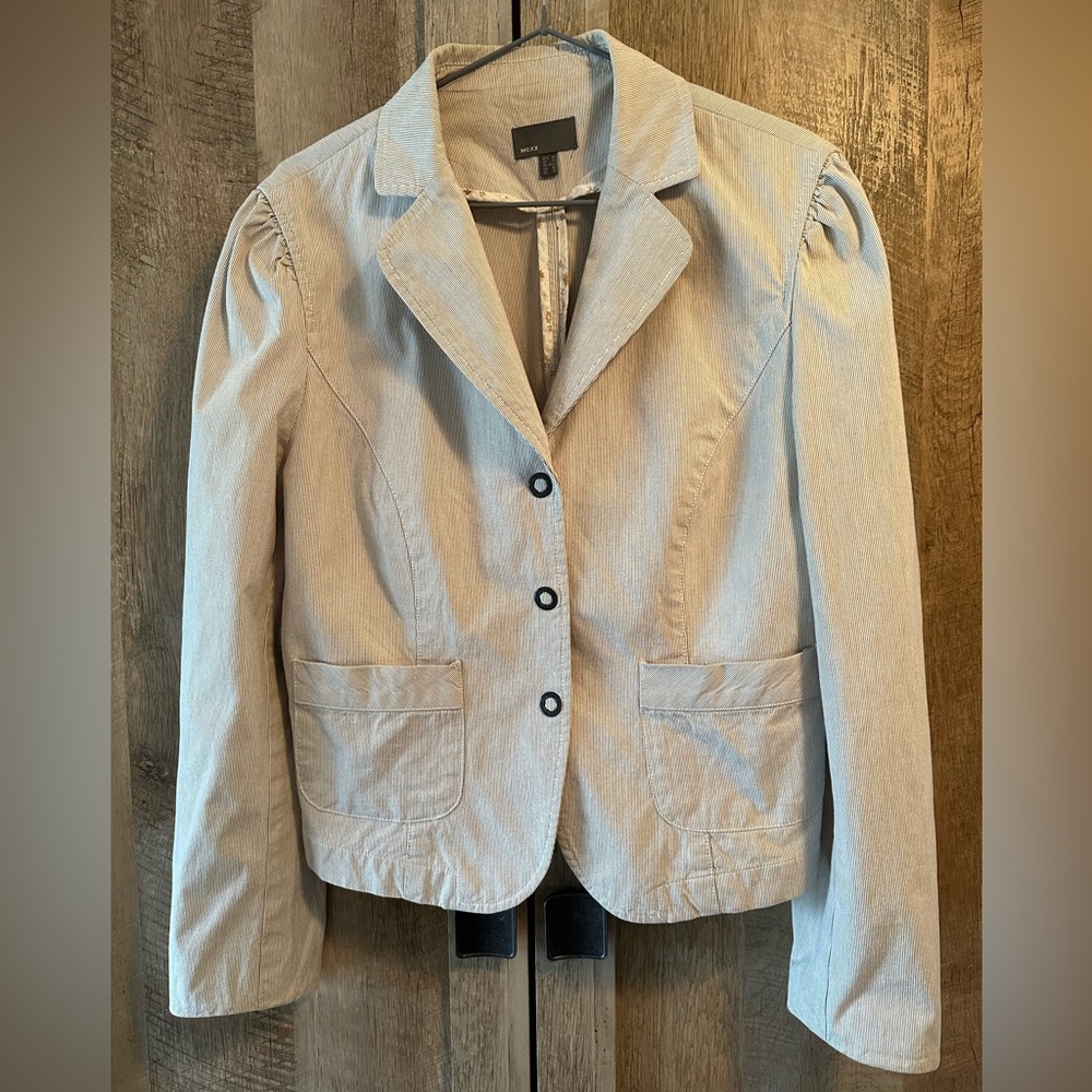 Mexx - Cream and Brown Pinned Striped Blazer - size 10